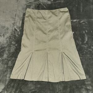 Bisou Bisou Michele Bohbot Flare Skirt Women's 8 Khaki Green Back Zip Boho Y2K